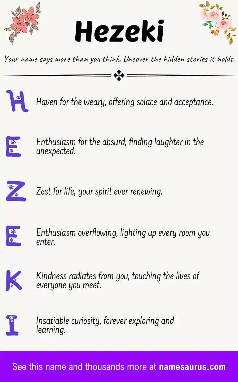 Acrostic poem about Hezeki.
