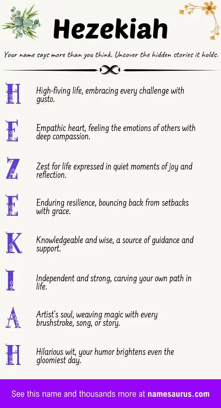 Acrostic poem about Hezekiah.
