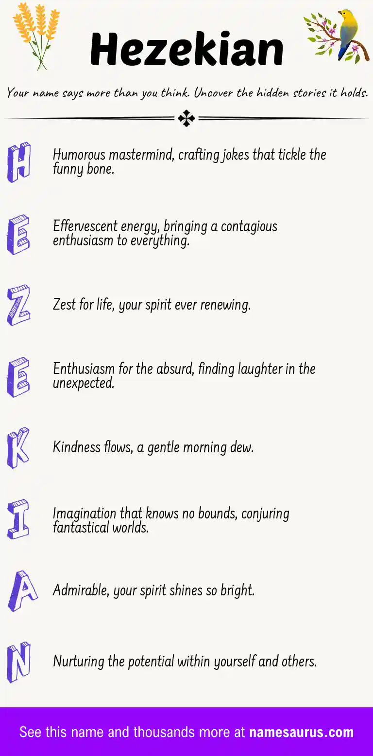 Acrostic poem about Hezekian.