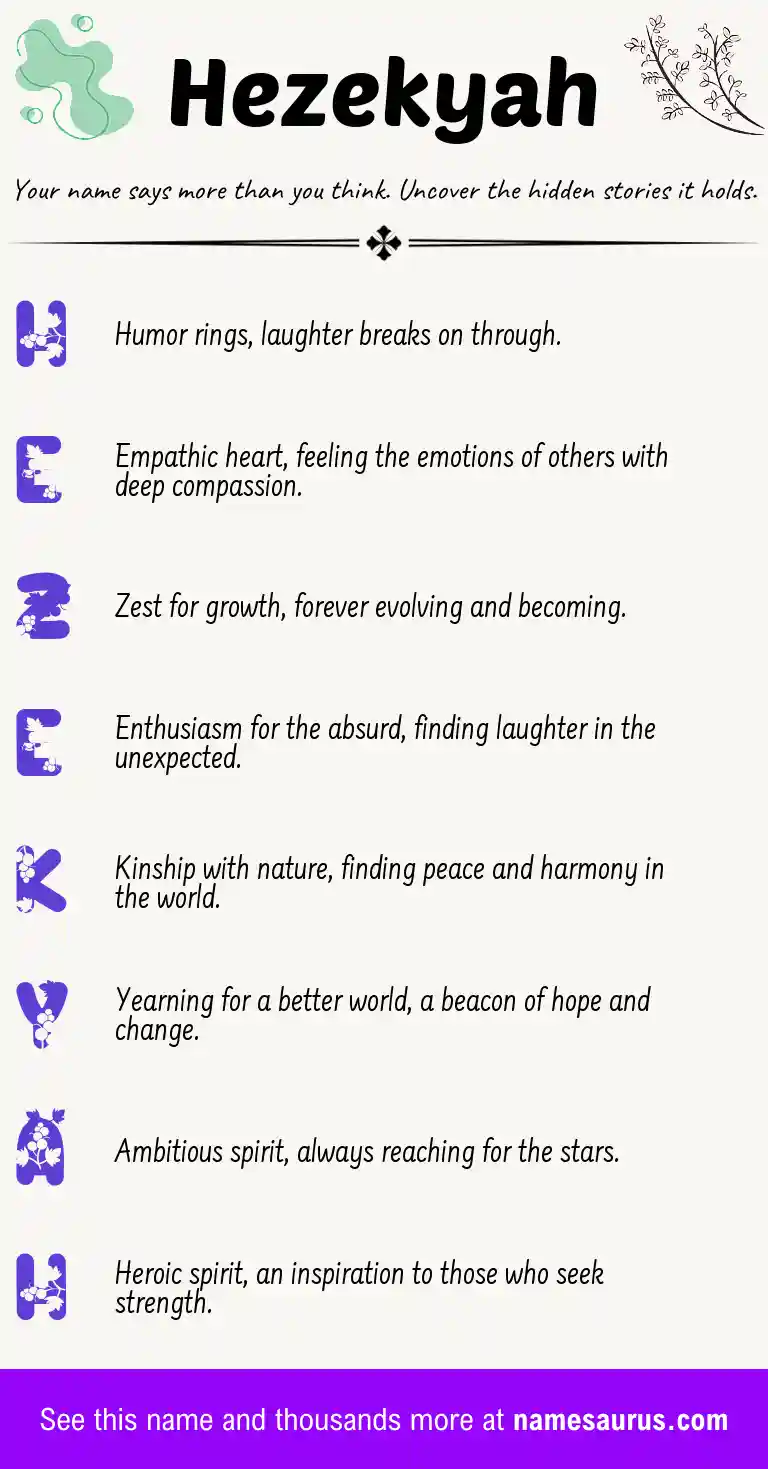 Acrostic poem about Hezekyah.