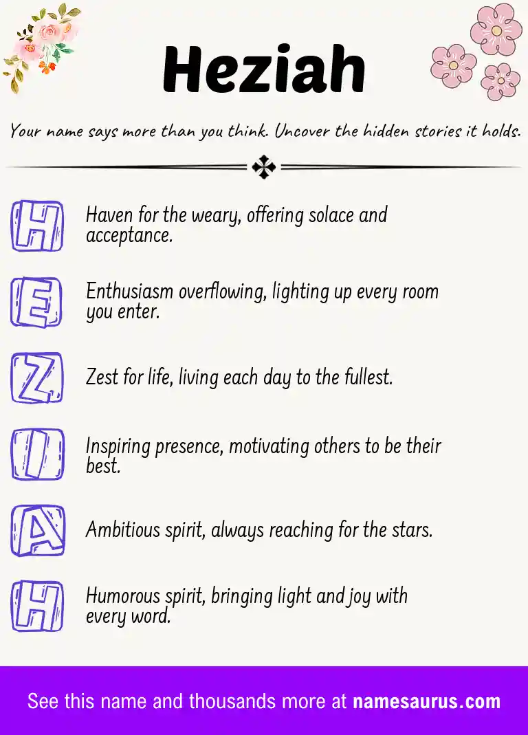 Acrostic poem about Heziah.
