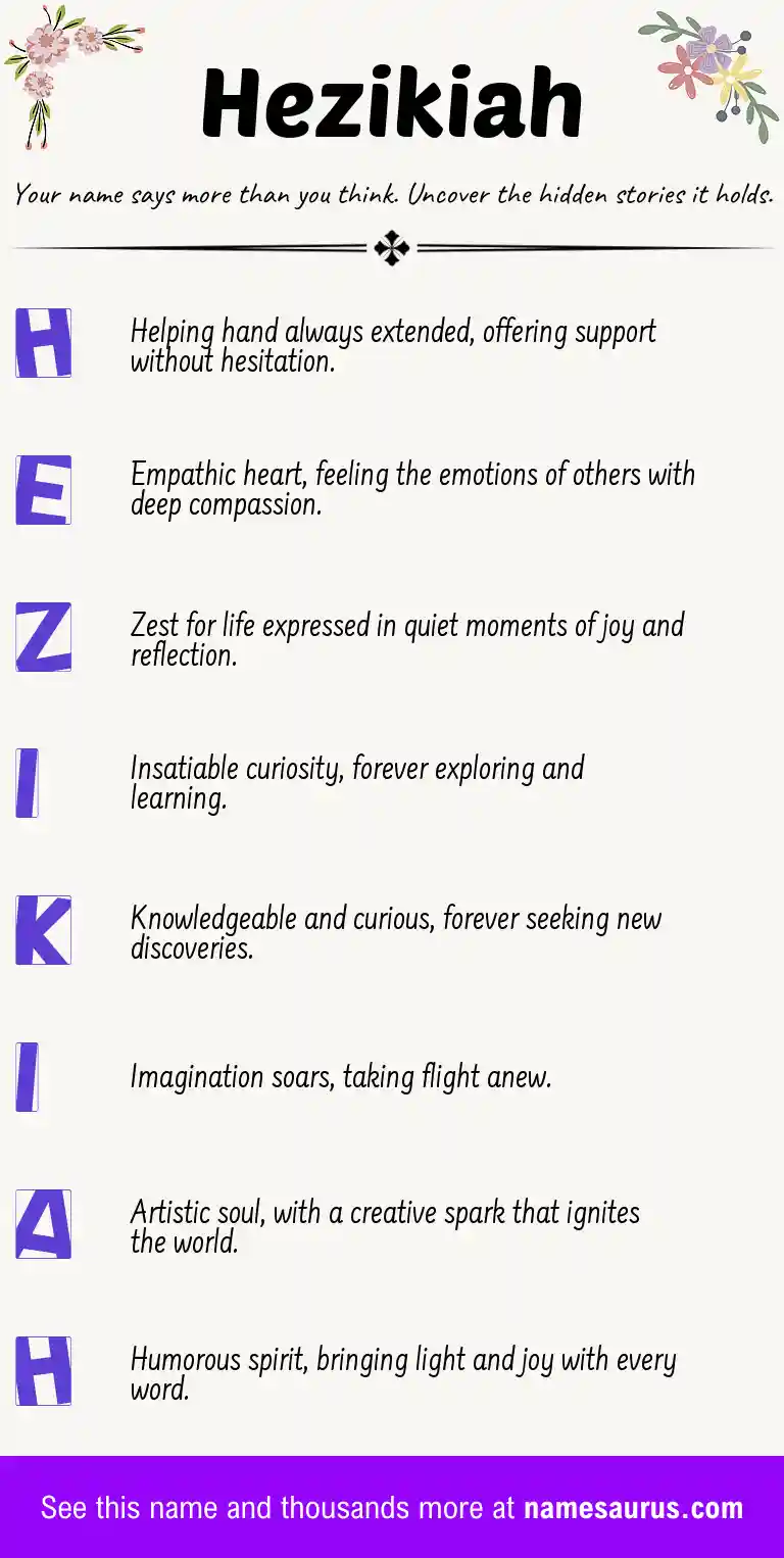 Acrostic poem about Hezikiah.