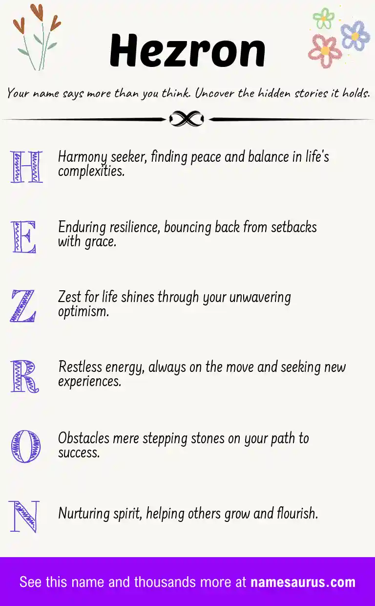 Acrostic poem about Hezron.