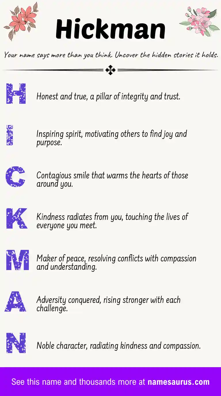 Acrostic poem about Hickman.
