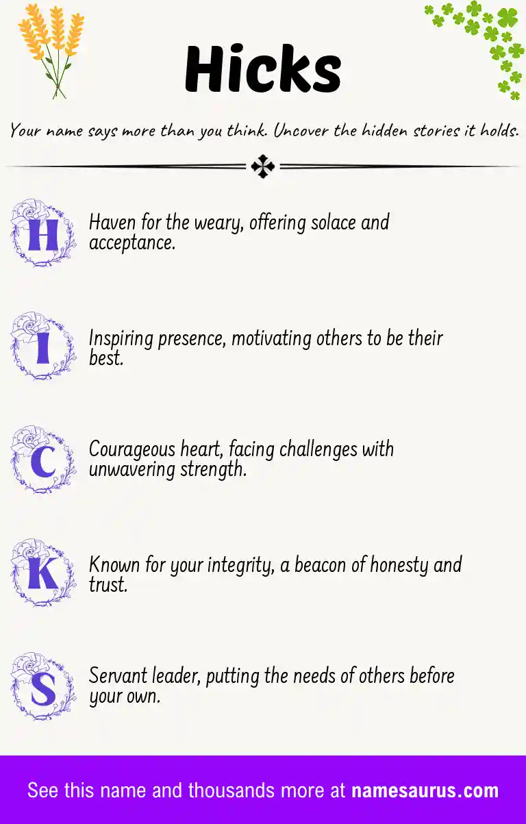 Acrostic poem about Hicks.