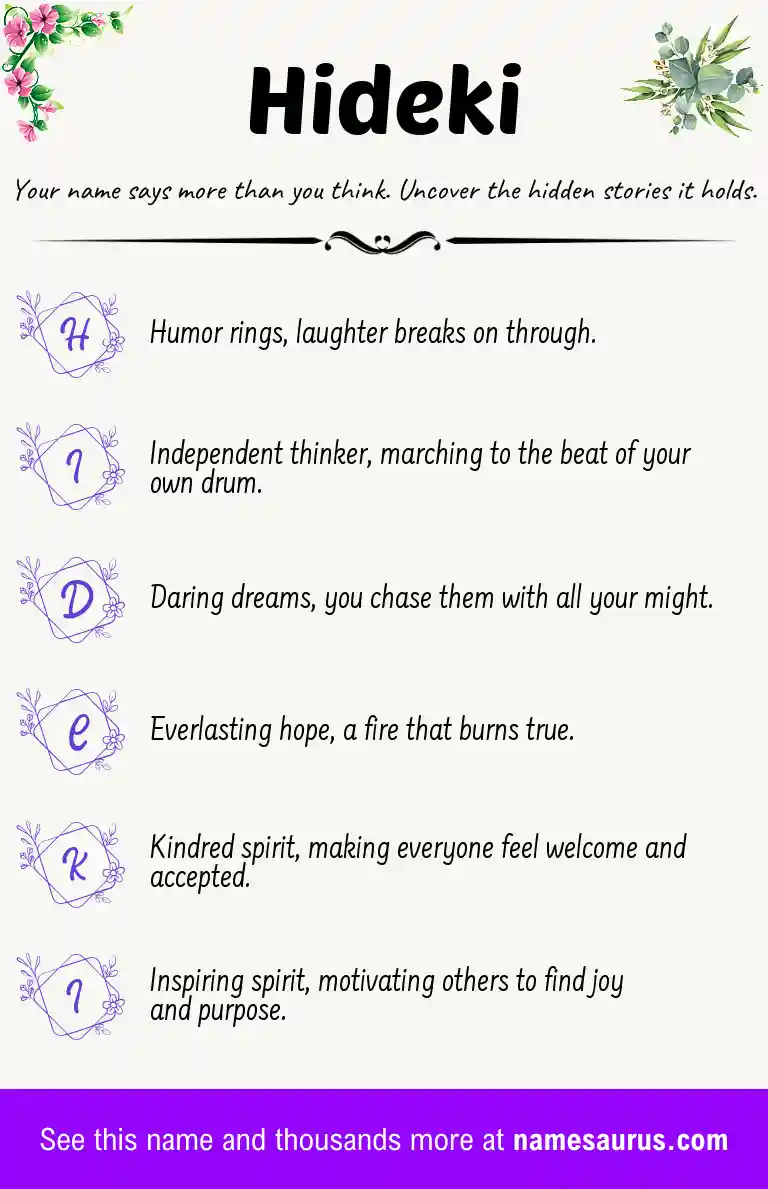 Acrostic poem about Hideki.