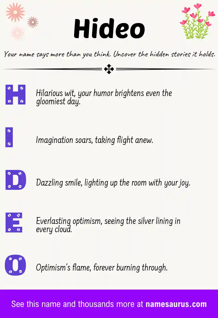 Acrostic poem about Hideo.
