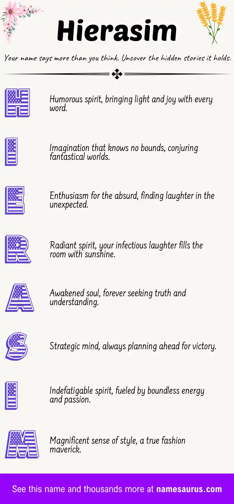 Acrostic poem about Hierasim.