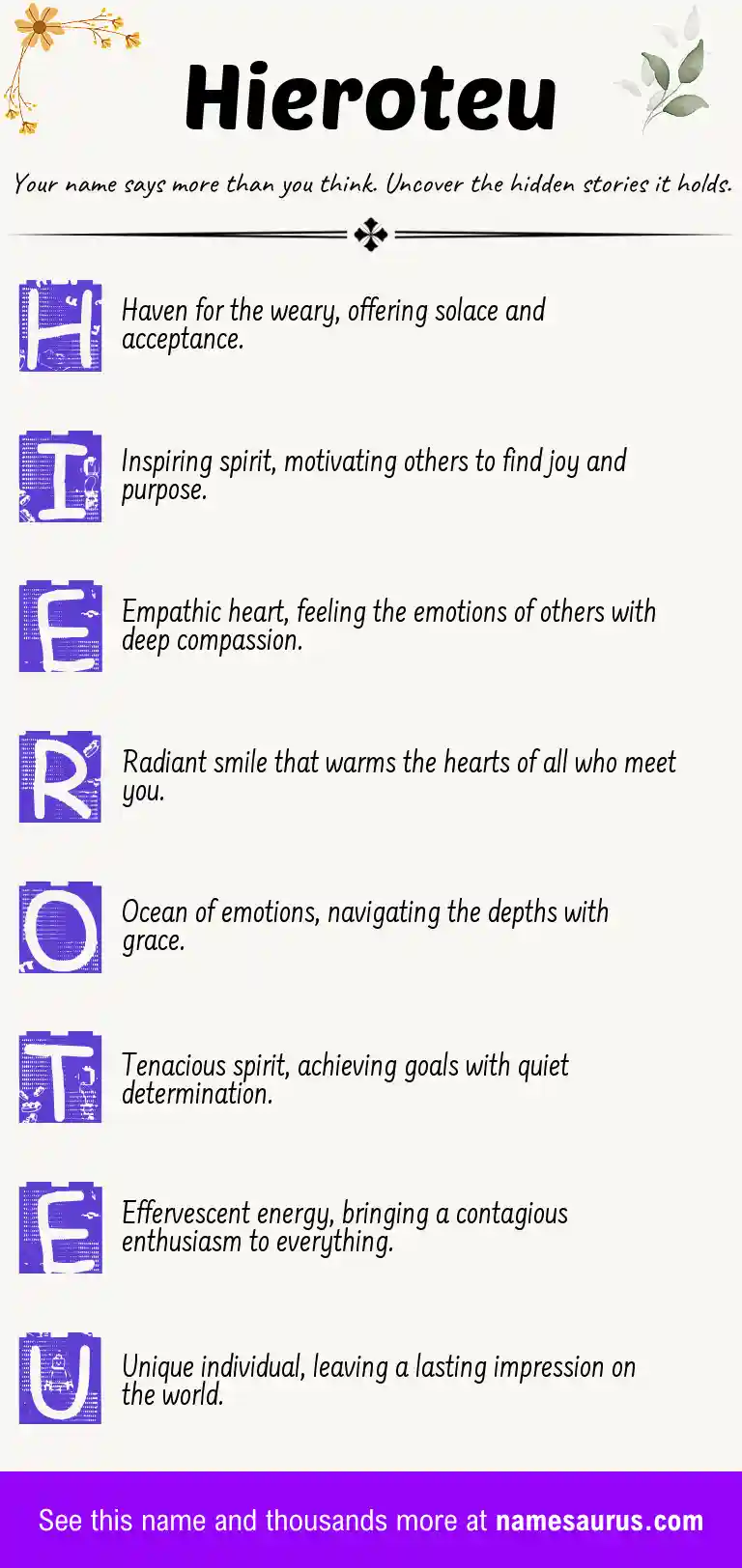 Acrostic poem about Hieroteu.