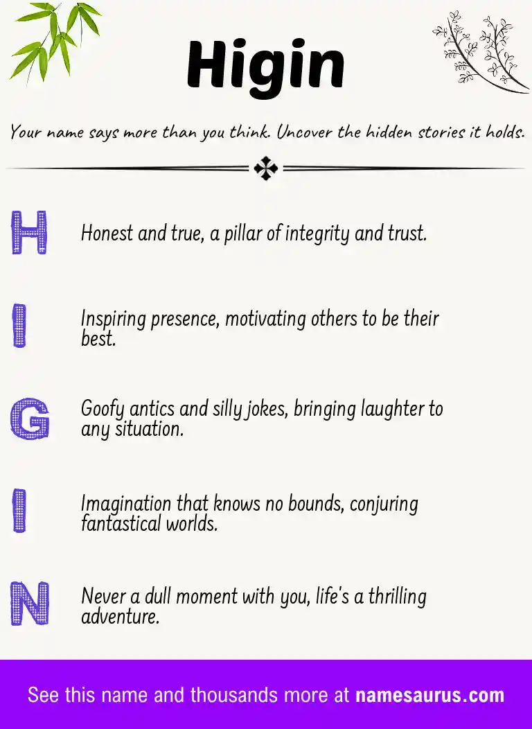 Acrostic poem about Higin.