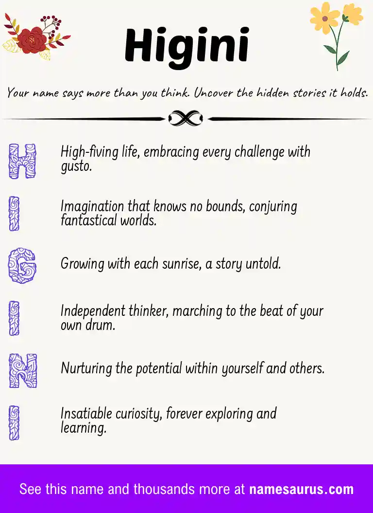 Acrostic poem about Higini.
