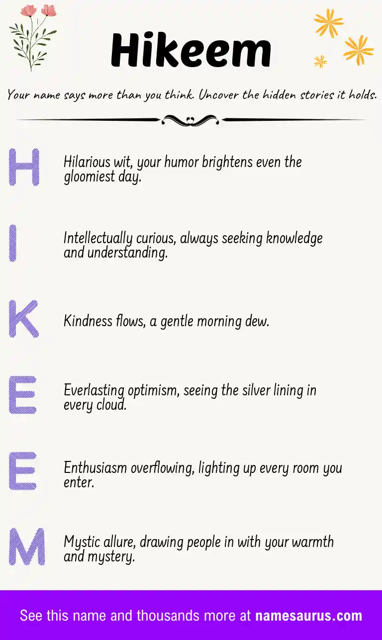 Acrostic poem about Hikeem.