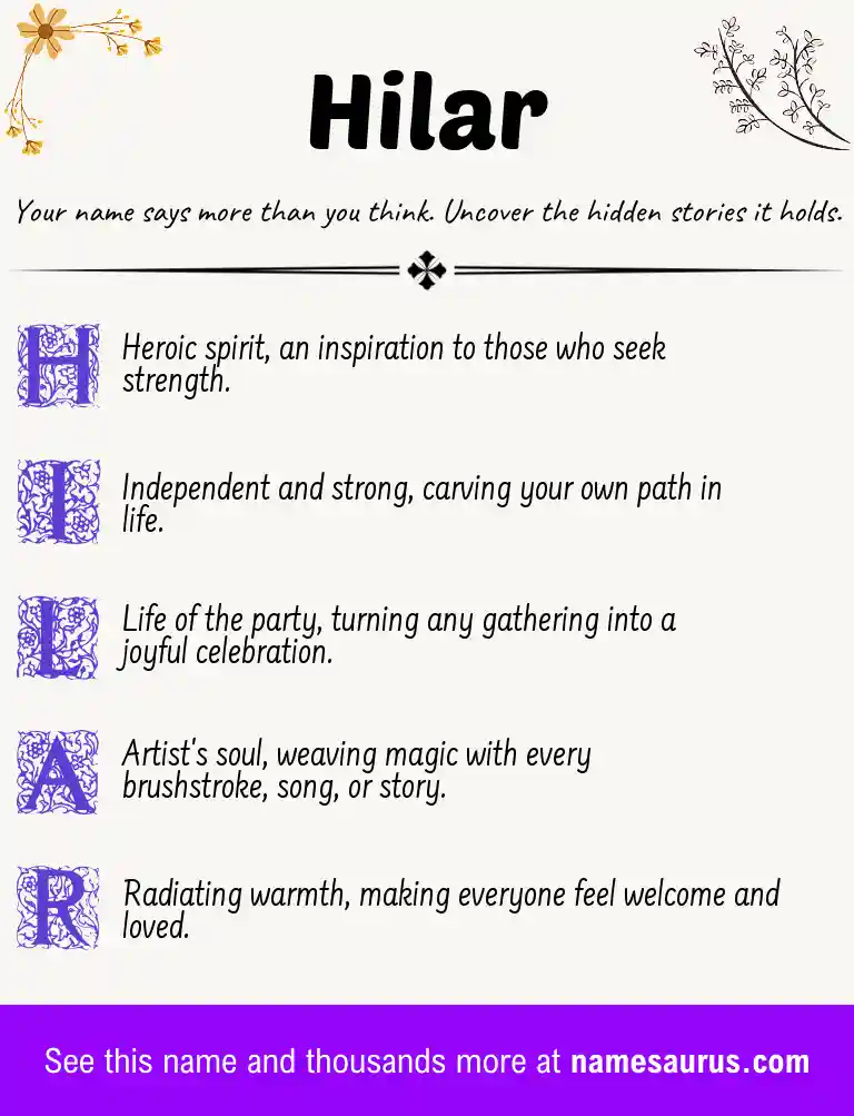 Acrostic poem about Hilar.