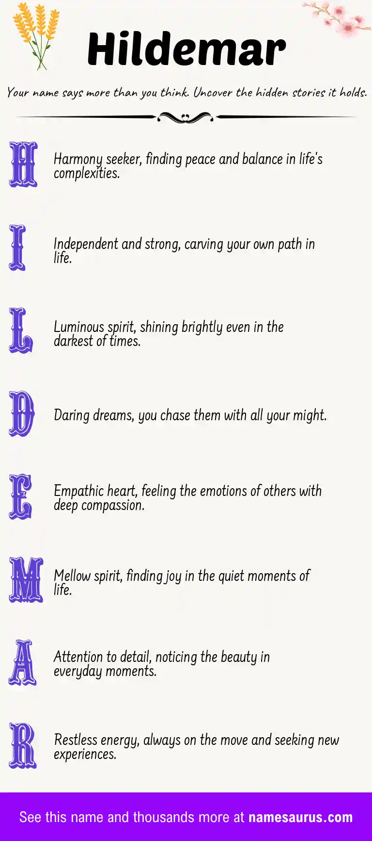 Acrostic poem about Hildemar.