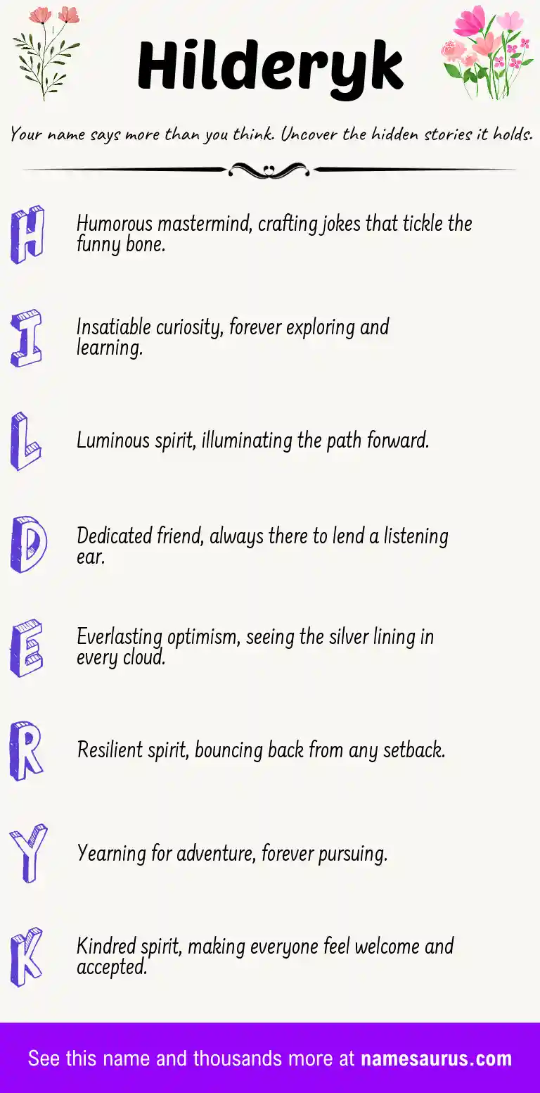 Acrostic poem about Hilderyk.