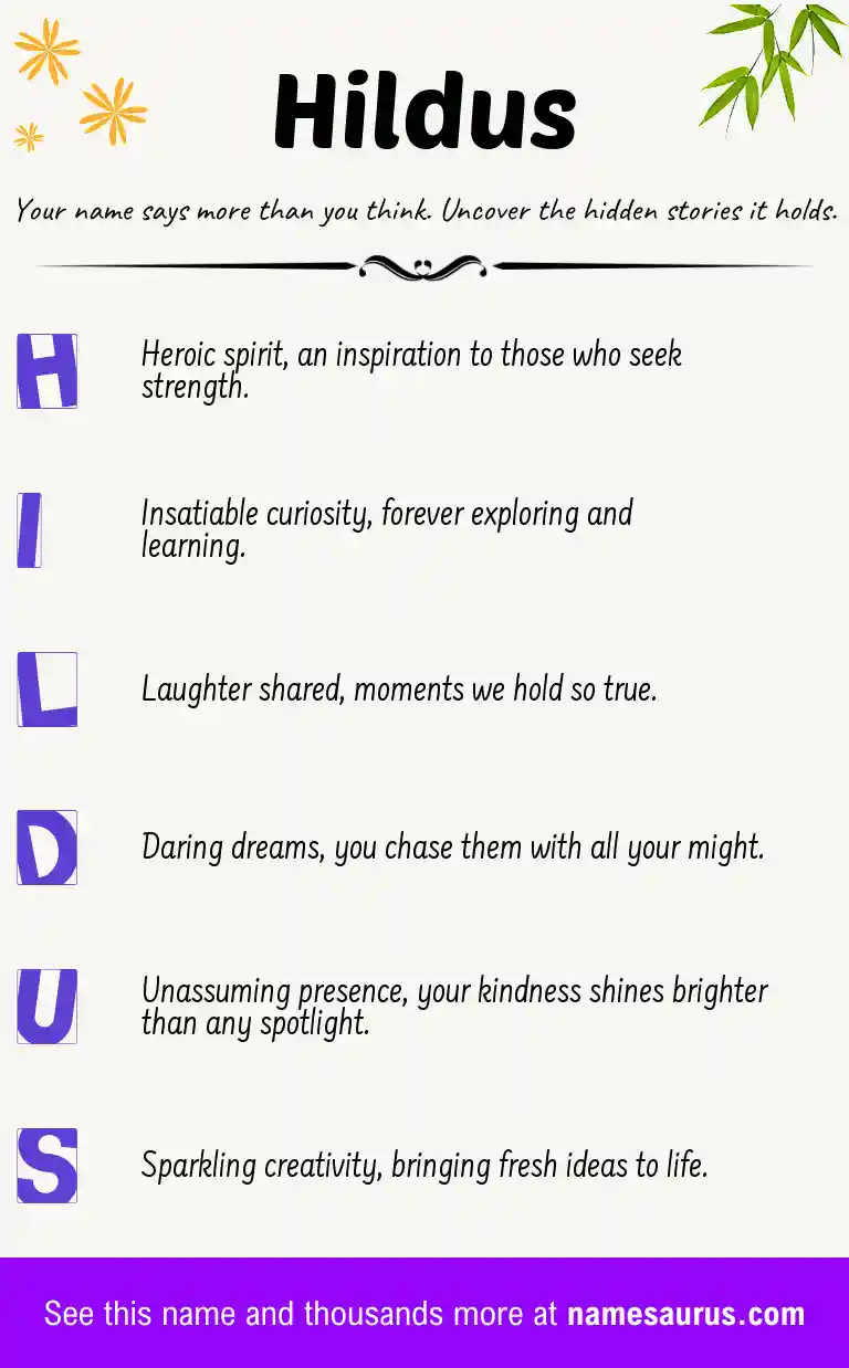 Acrostic poem about Hildus.