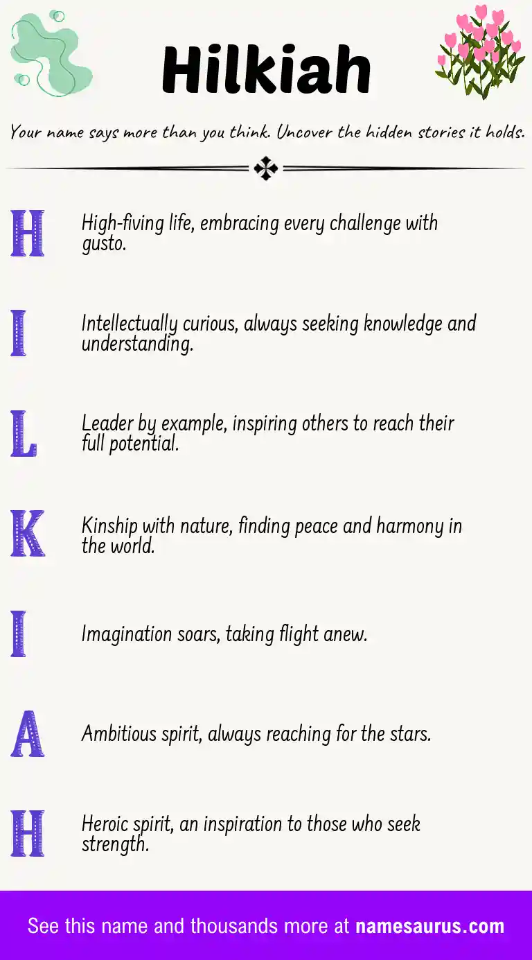 Acrostic poem about Hilkiah.