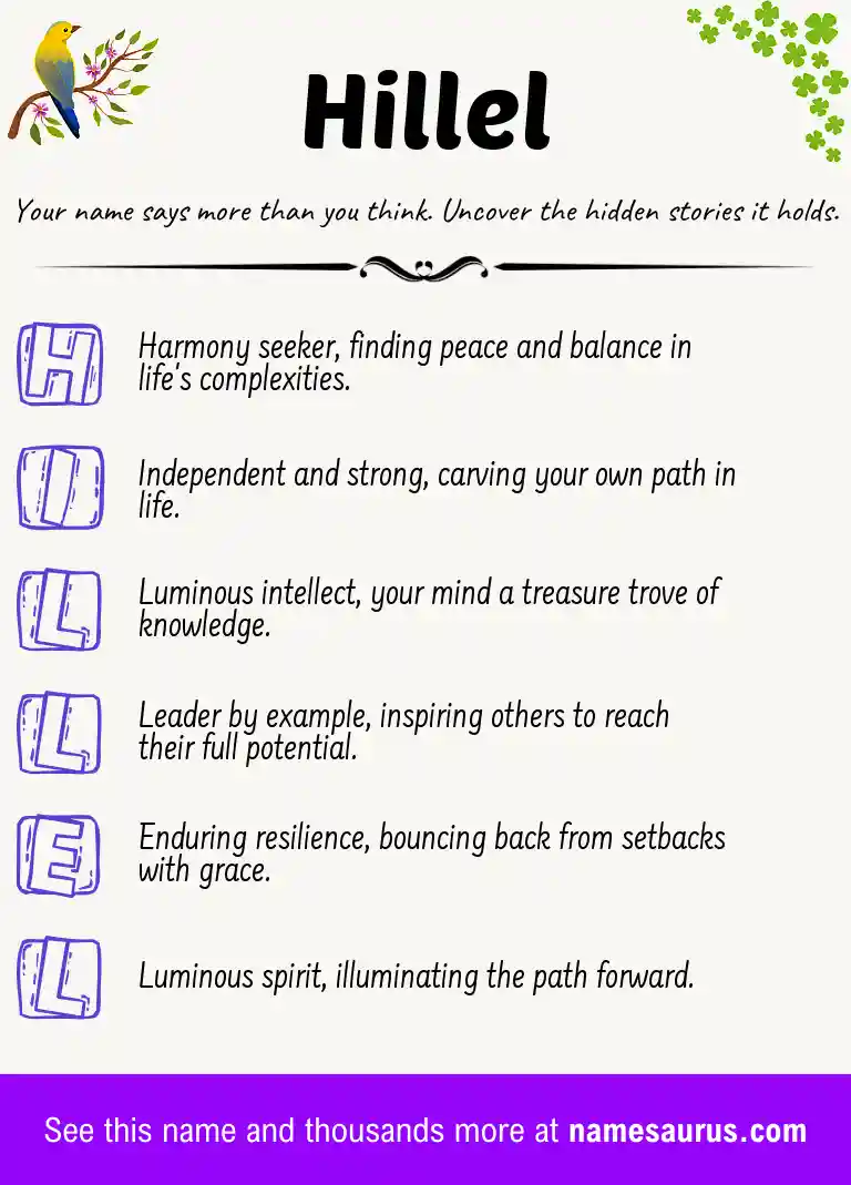 Acrostic poem about Hillel.