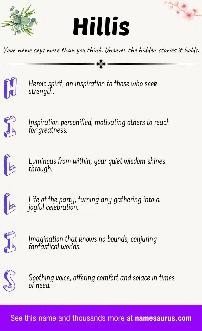 Acrostic poem about Hillis.