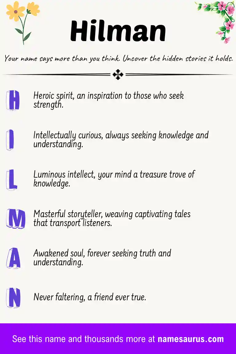 Acrostic poem about Hilman.
