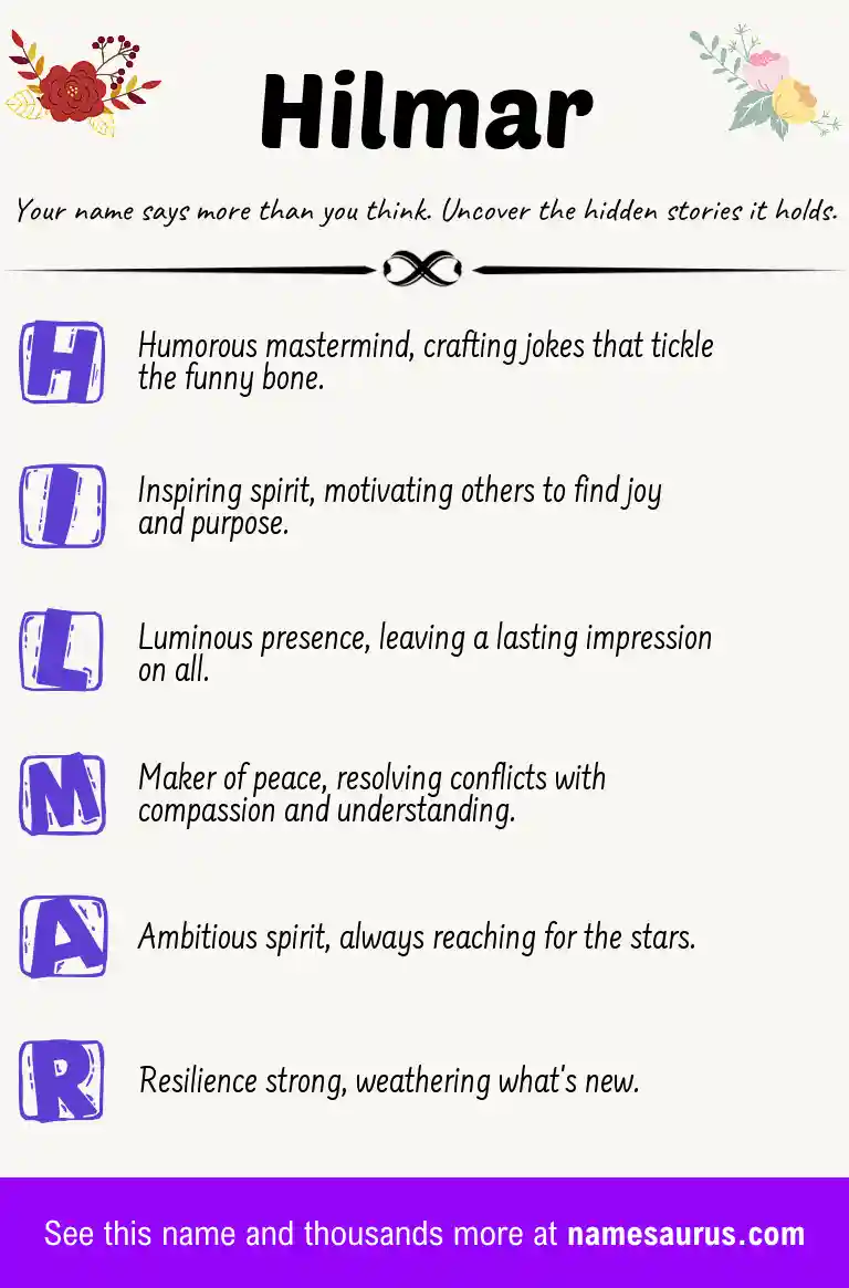 Acrostic poem about Hilmar.