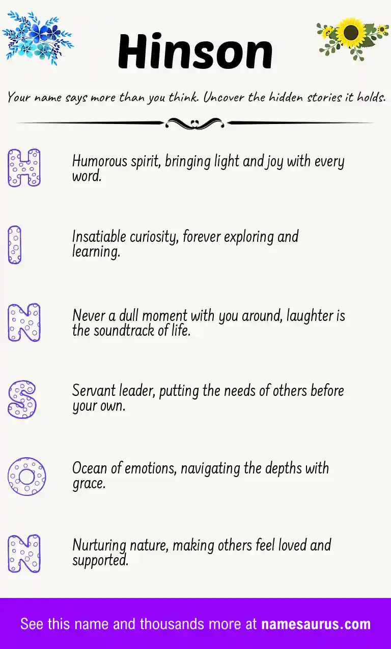Acrostic poem about Hinson.