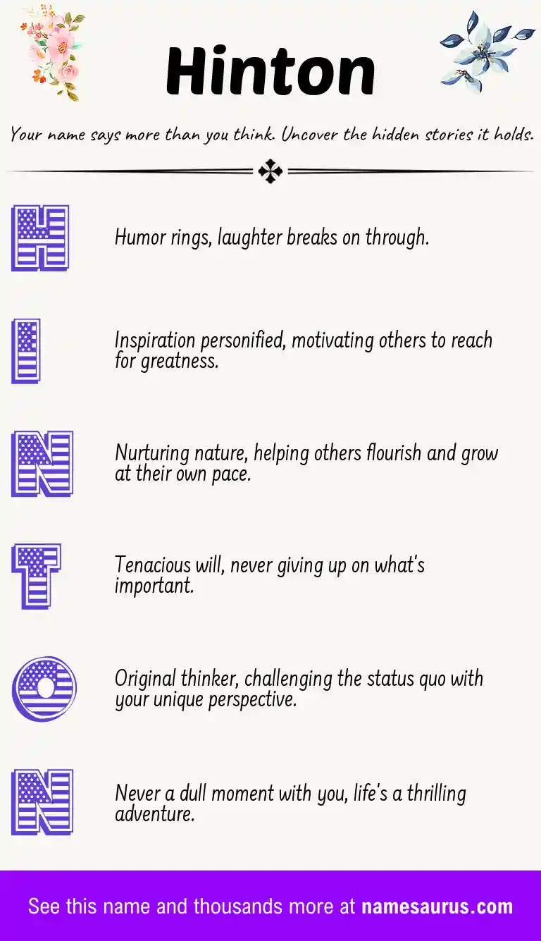 Acrostic poem about Hinton.