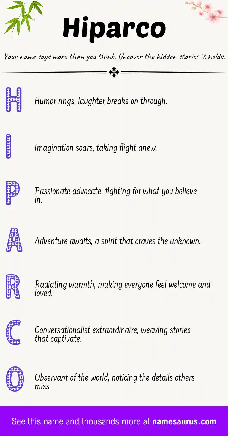 Acrostic poem about Hiparco.