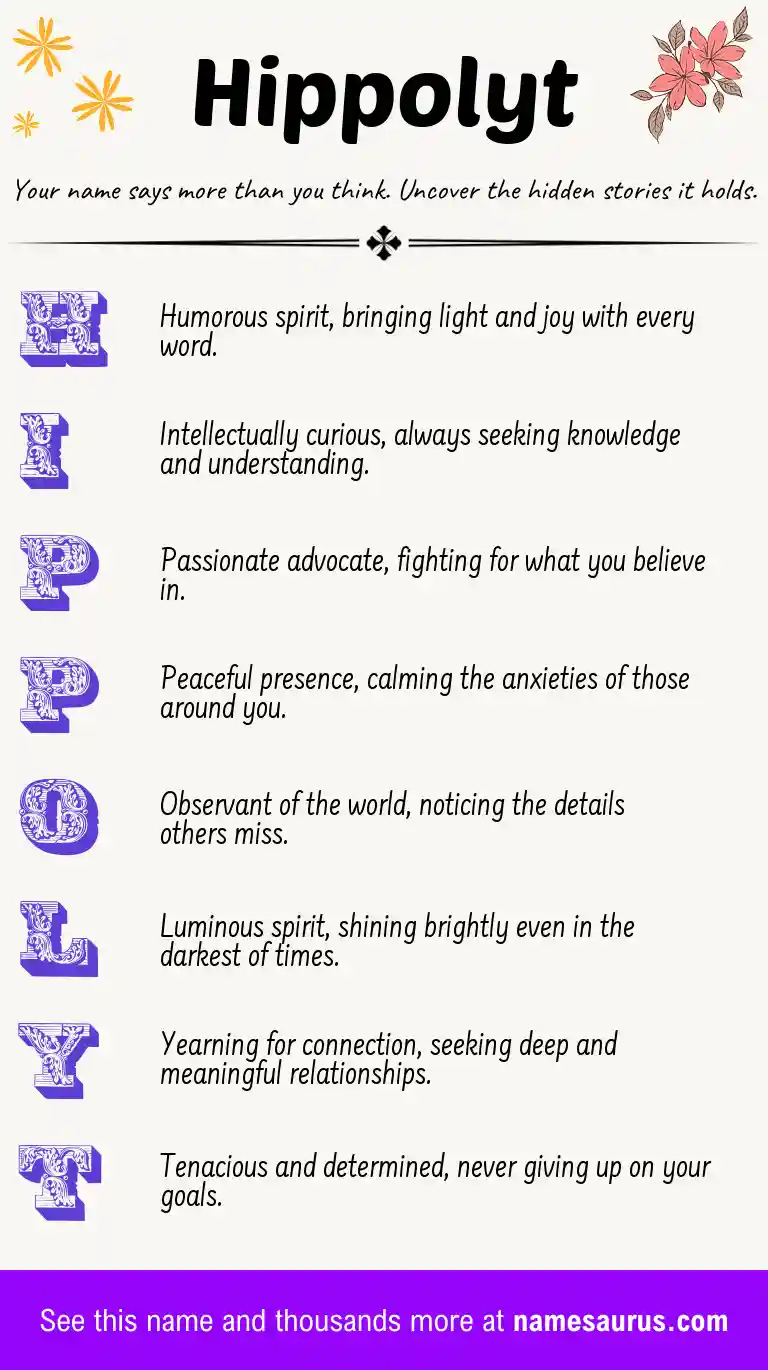 Acrostic poem about Hippolyt.