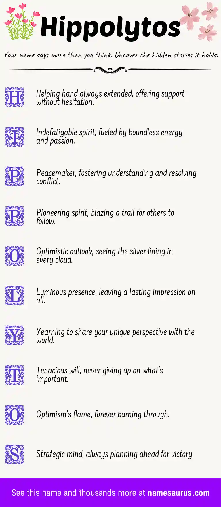 Acrostic poem about Hippolytos.