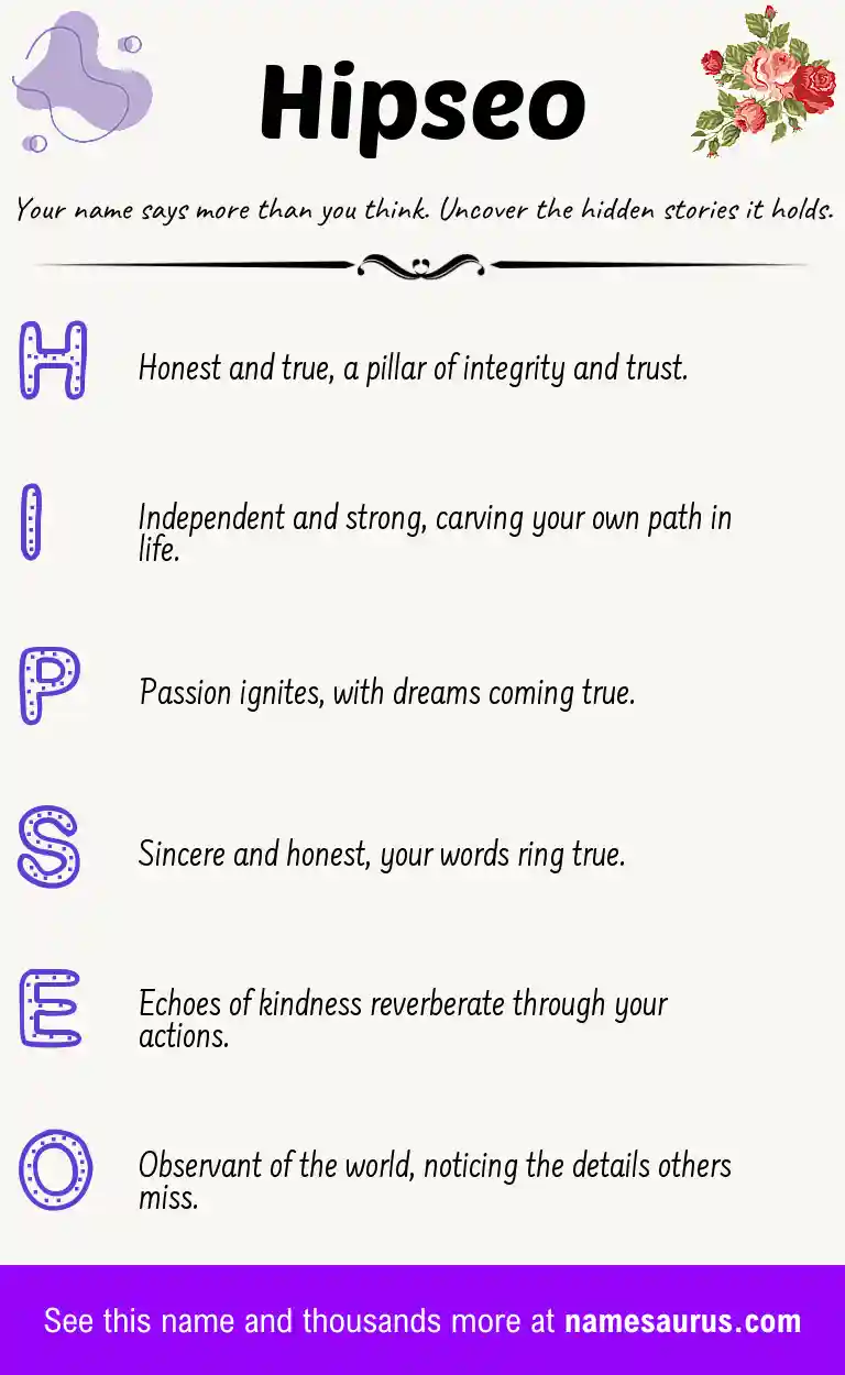 Acrostic poem about Hipseo.