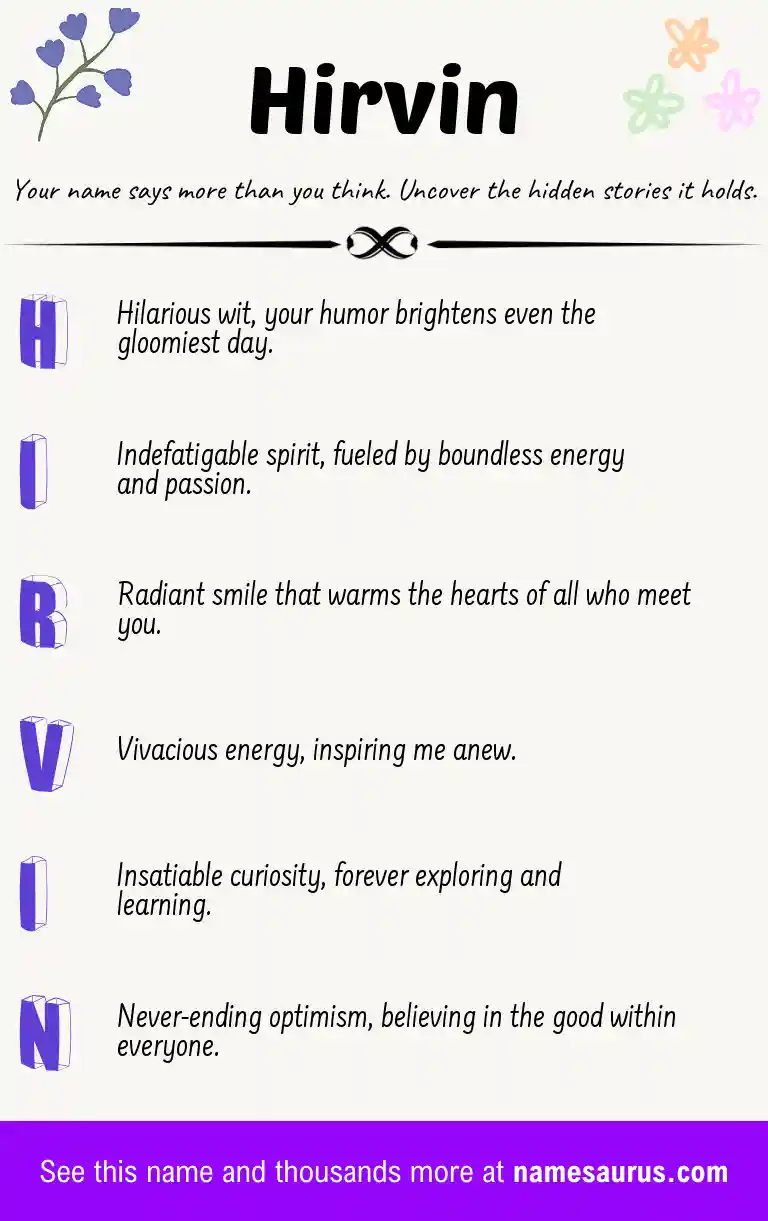 Acrostic poem about Hirvin.
