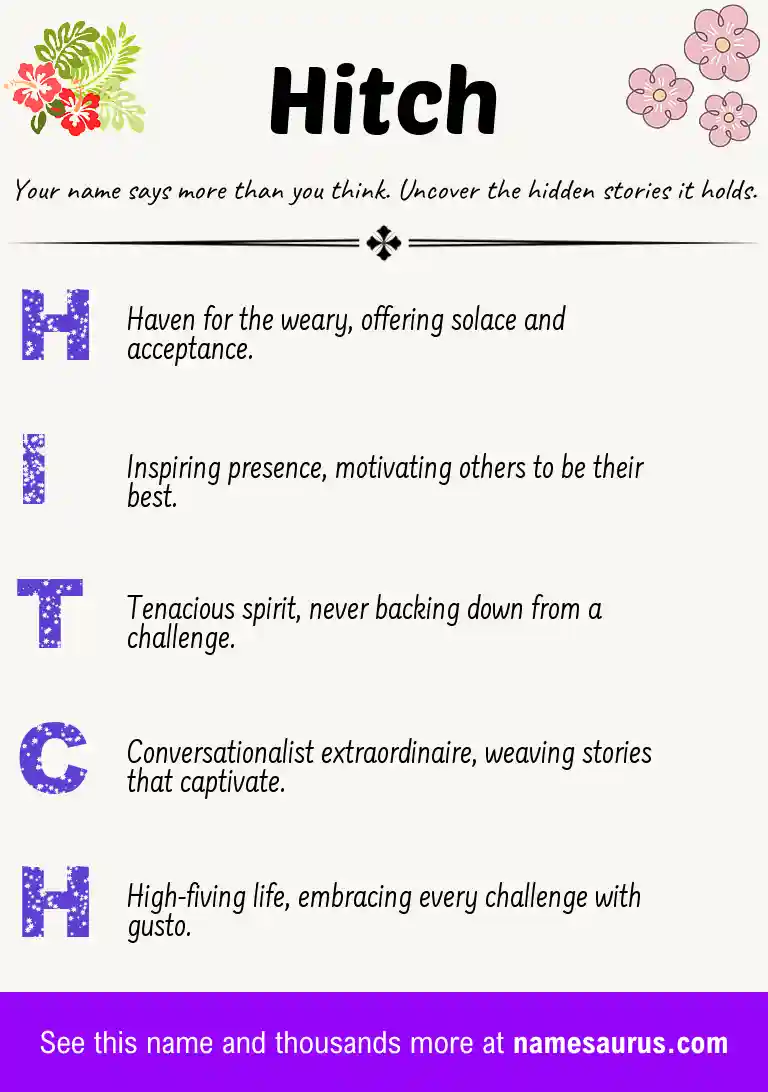 Acrostic poem about Hitch.