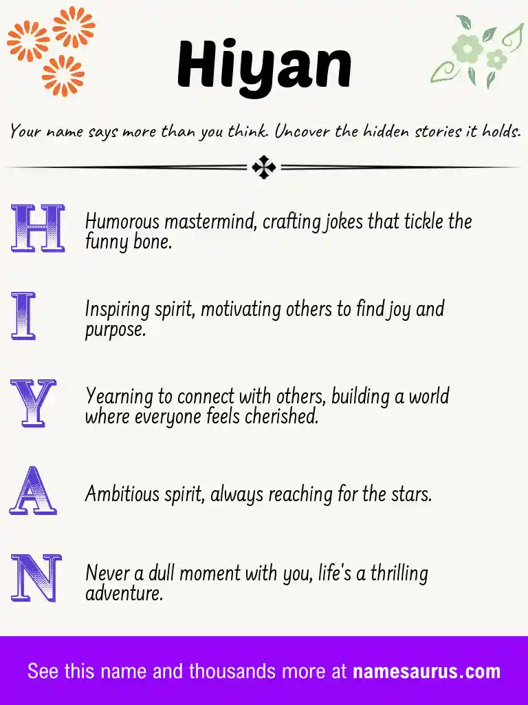 Acrostic poem about Hiyan.