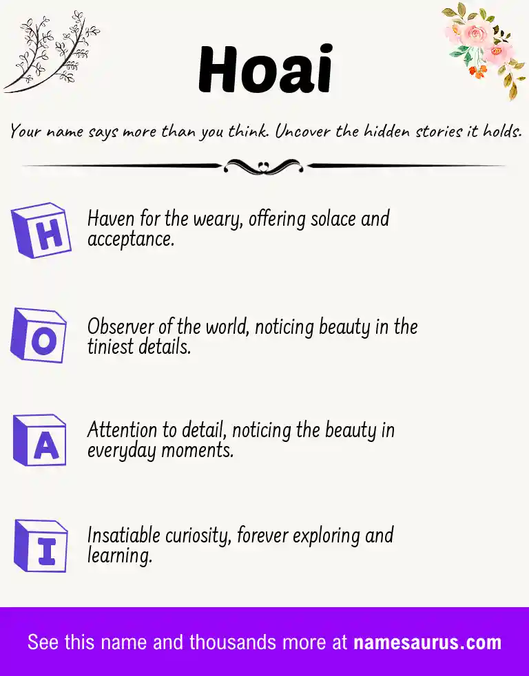 Acrostic poem about Hoai.