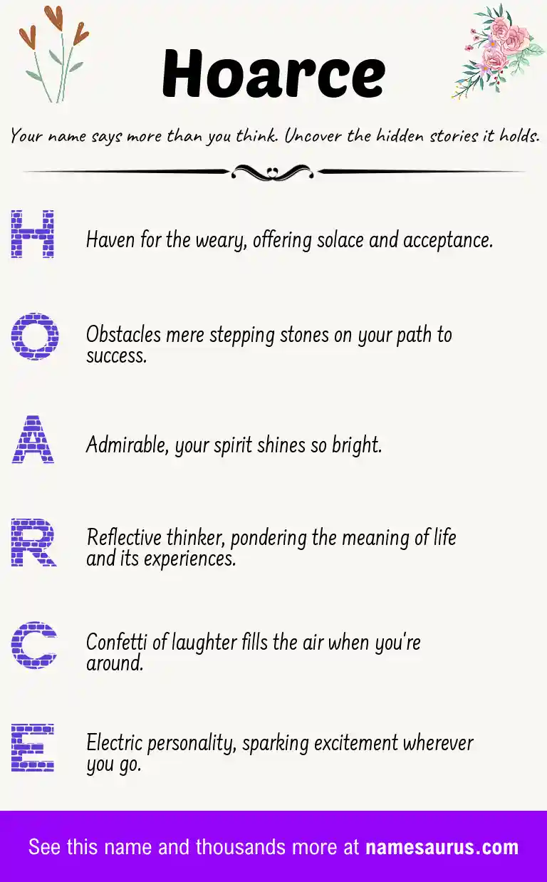Acrostic poem about Hoarce.