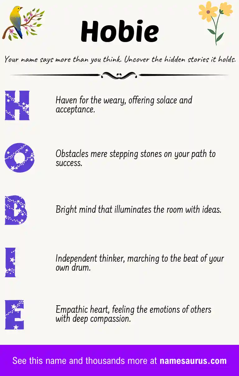 Acrostic poem about Hobie.