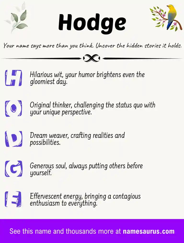 Acrostic poem about Hodge.
