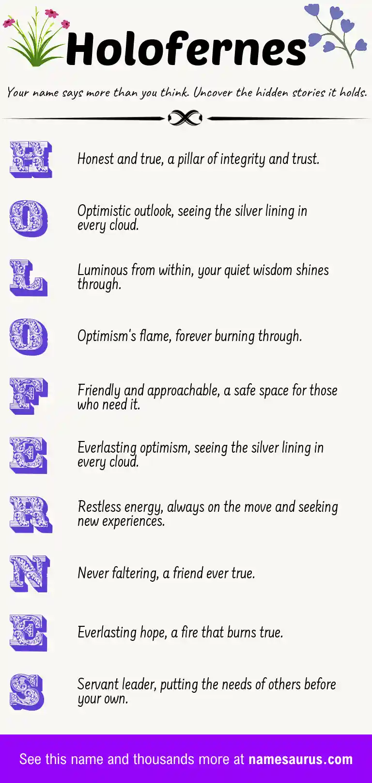 Acrostic poem about Holofernes.