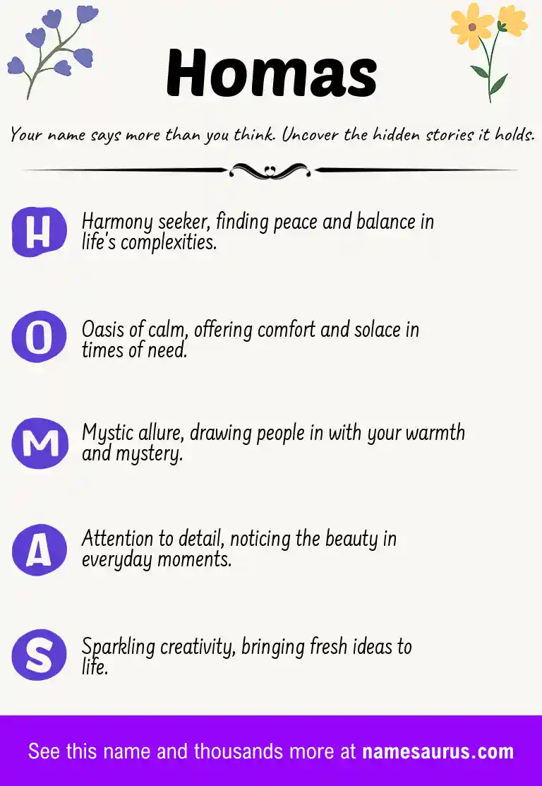 Acrostic poem about Homas.