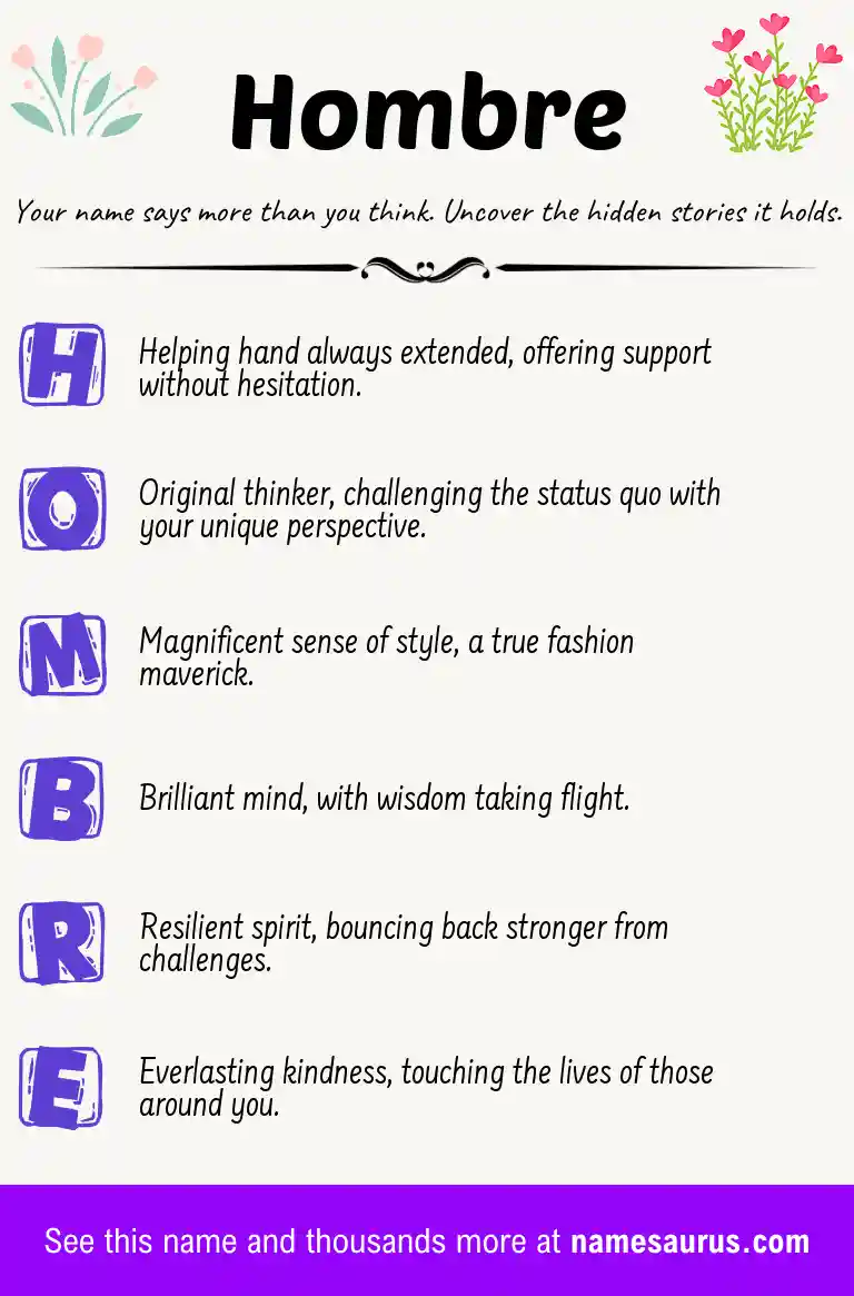 Acrostic poem about Hombre.