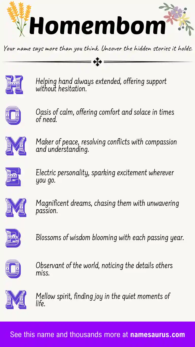 Acrostic poem about Homembom.