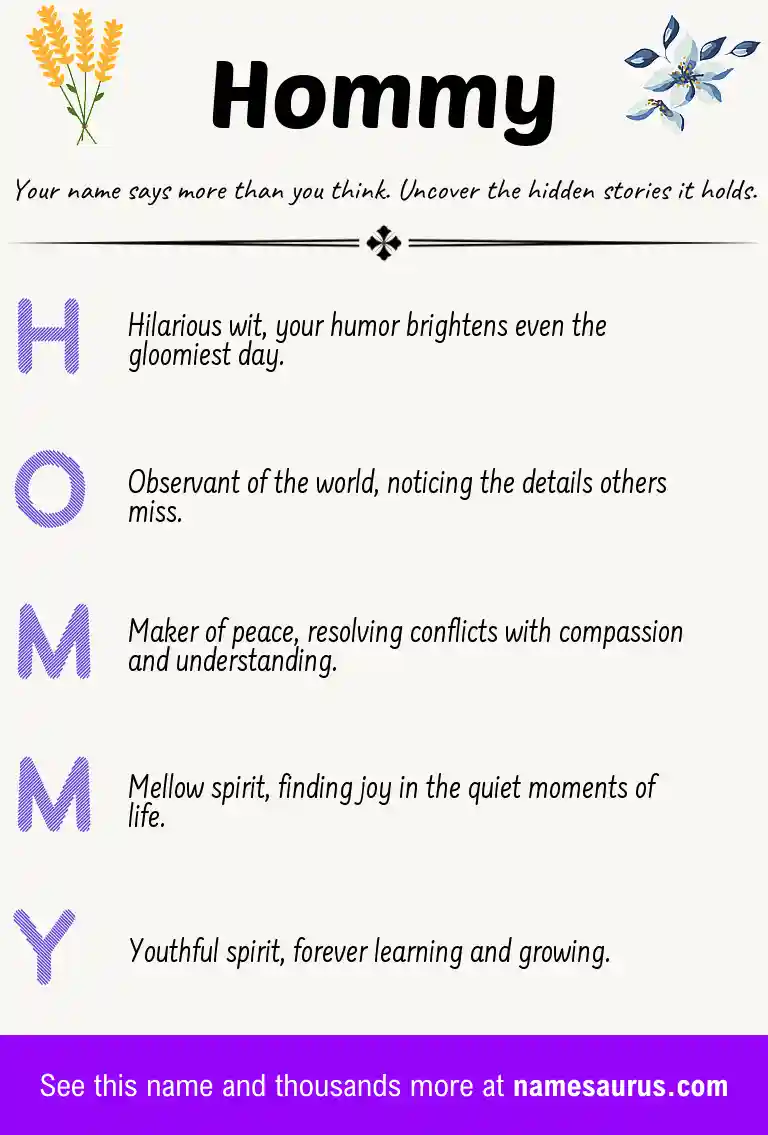 Acrostic poem about Hommy.