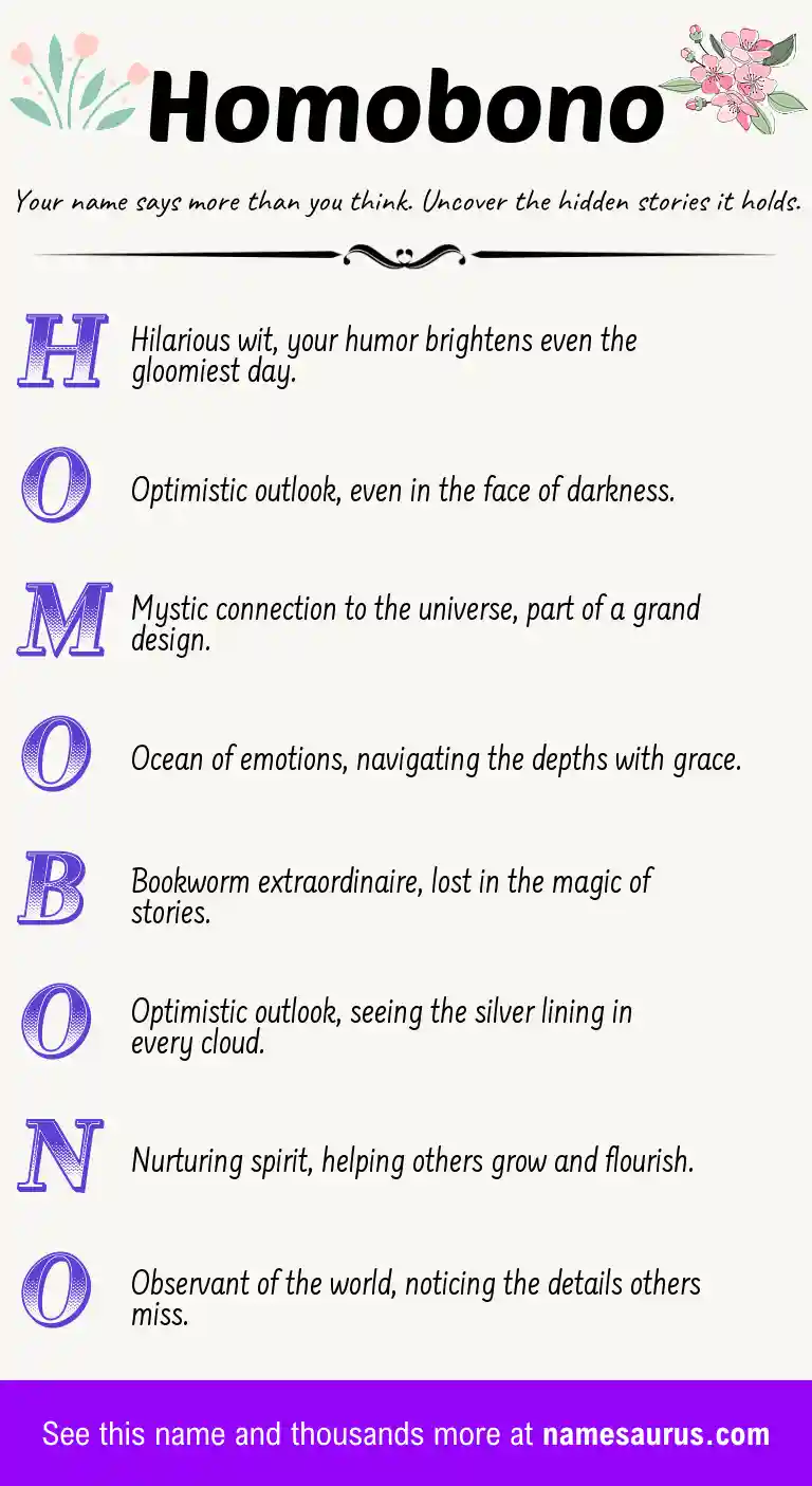Acrostic poem about Homobono.