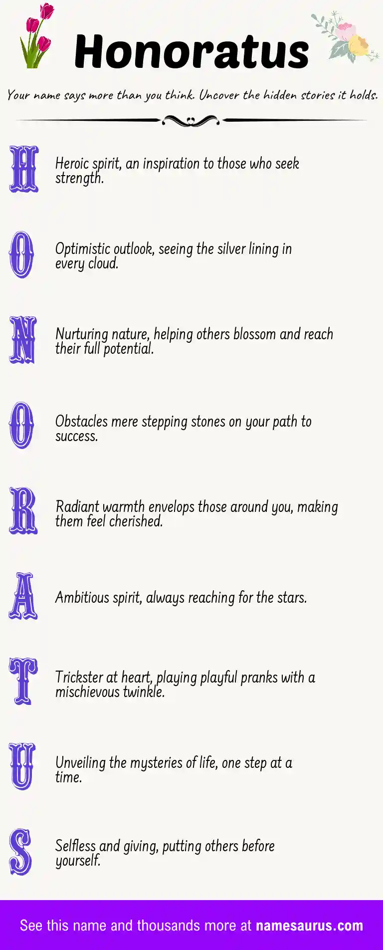 Acrostic poem about Honoratus.