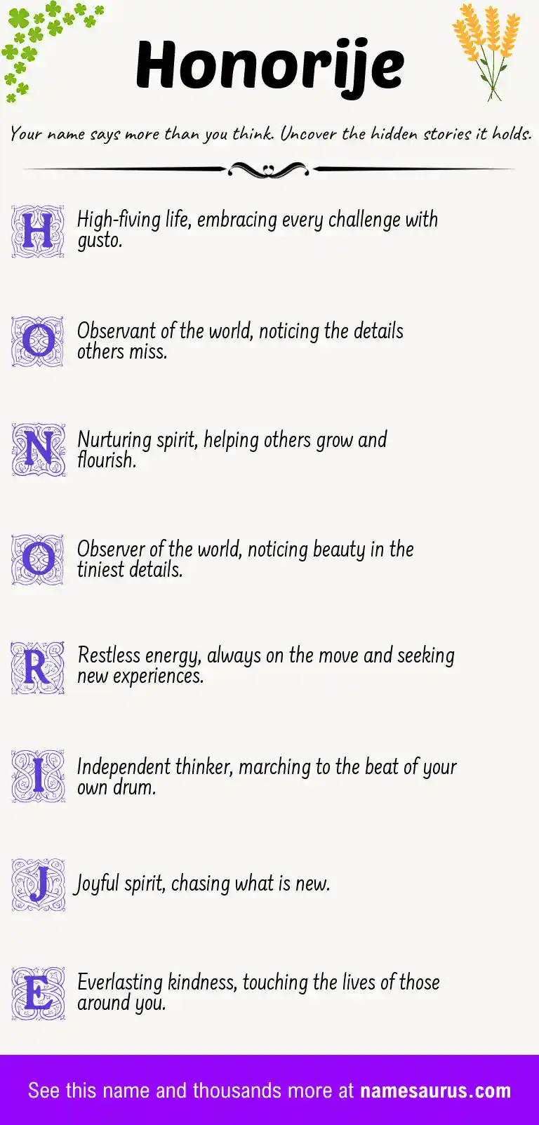Acrostic poem about Honorije.
