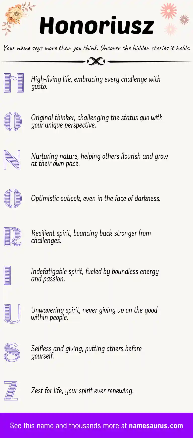 Acrostic poem about Honoriusz.