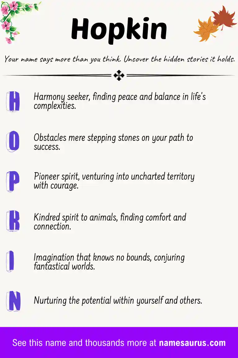 Acrostic poem about Hopkin.
