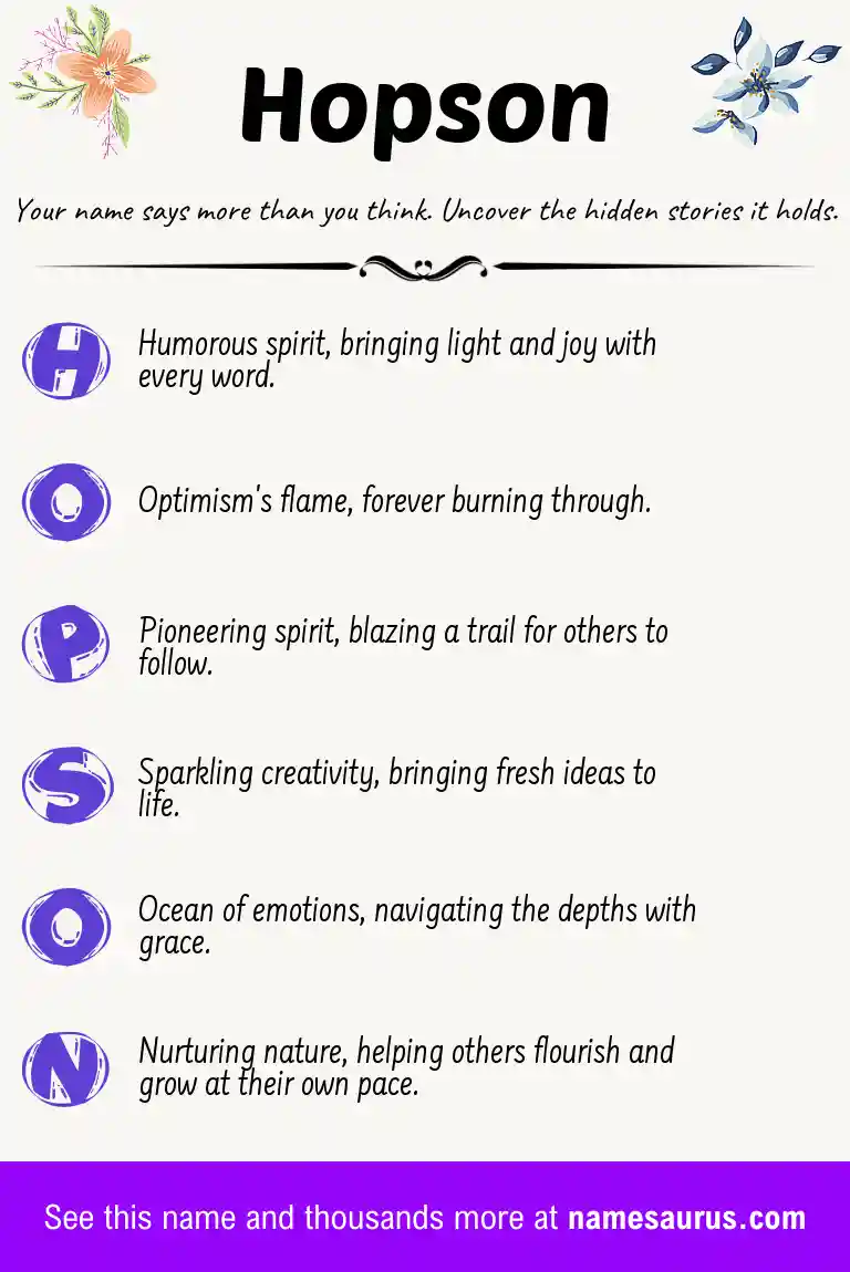 Acrostic poem about Hopson.