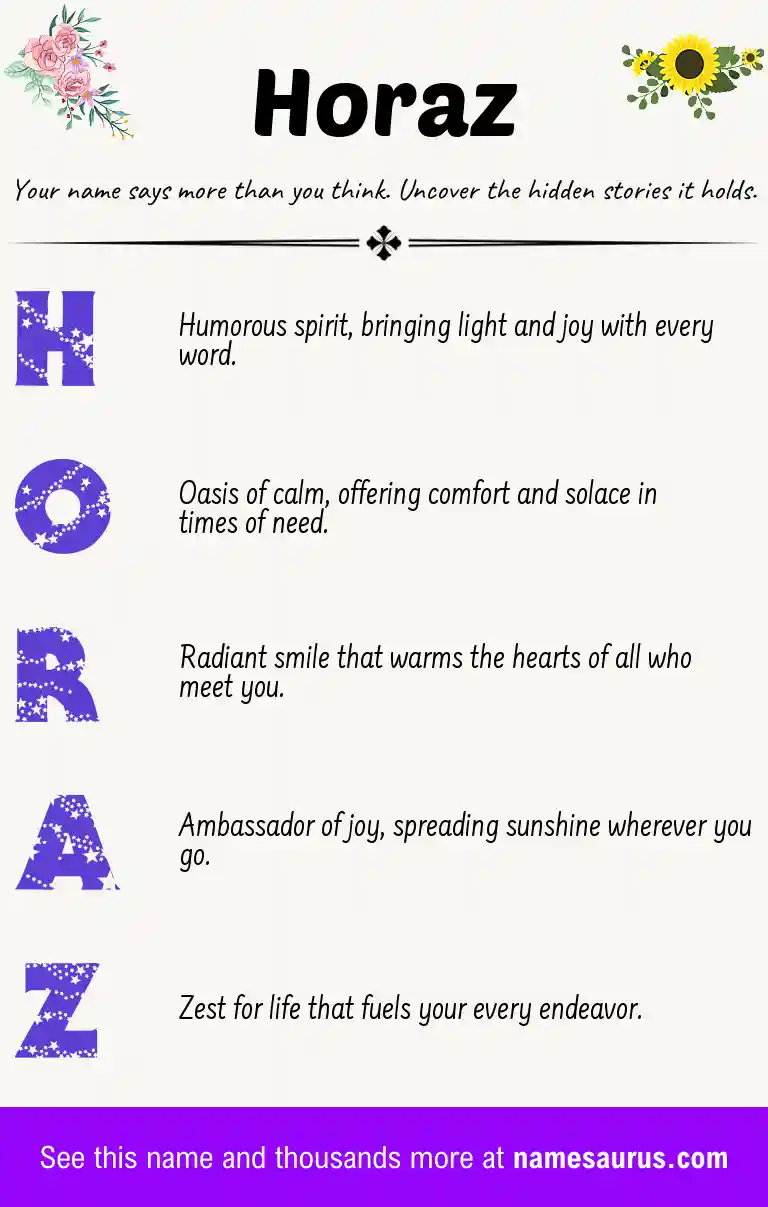 Acrostic poem about Horaz.